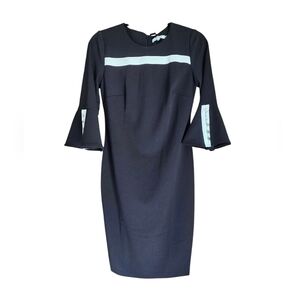 NWT Calvin Klein Black and White Sheath Dress with Bell Sleeves  sz 4